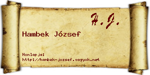 Hambek József névjegykártya